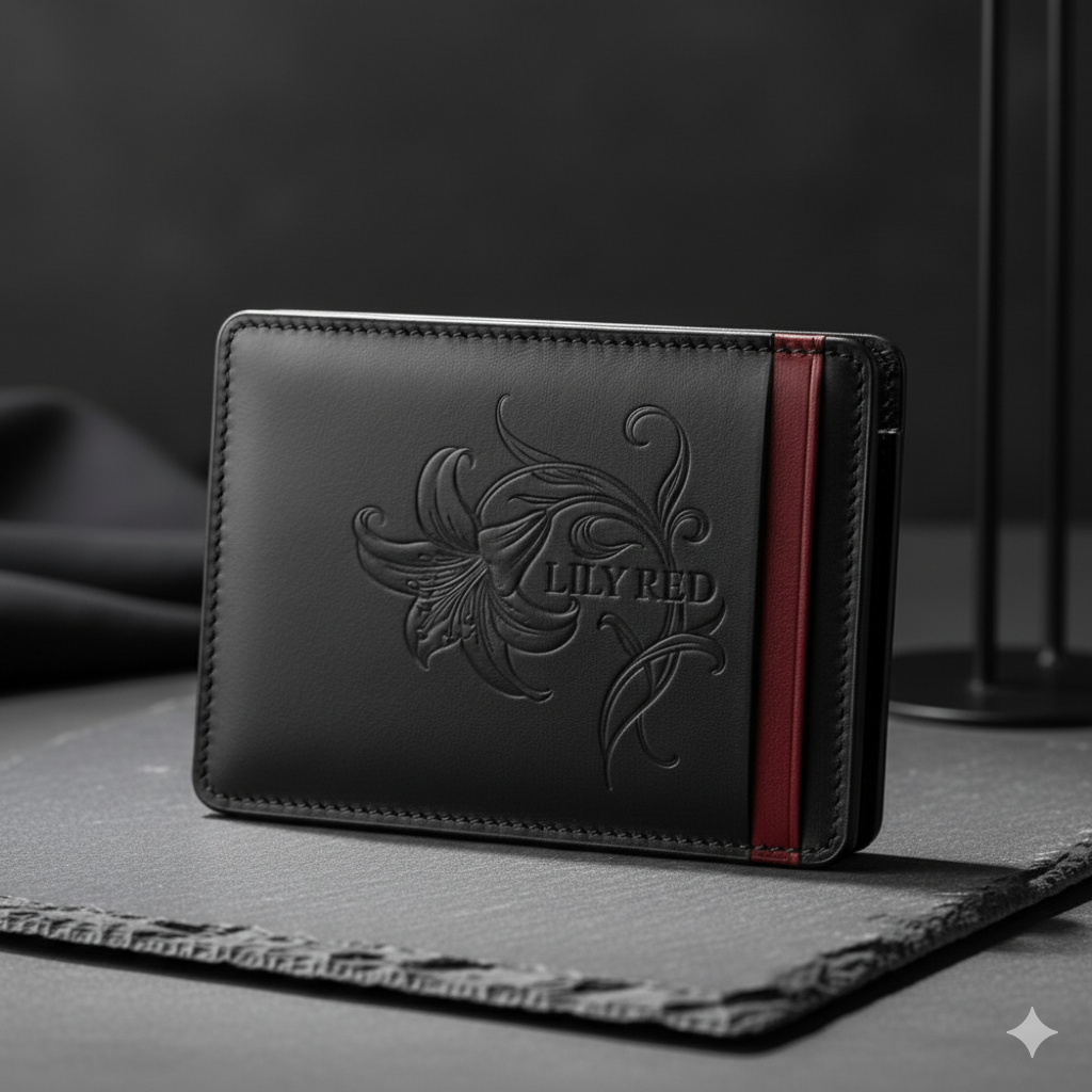 The Signature Lily Red Leather Cardholder